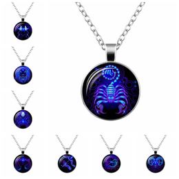 Choker Necklaces for Women Men Fashion Jewellery Wholesale New Twelve Zodiac Constellations Alloy Pendant Necklace