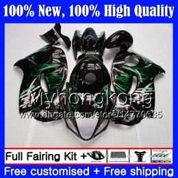 Body For SUZUKI Green flames Hayabusa GSXR1300 2012 2013 2014 2015 19MY63 GSXR 1300 GSX R1300 08 09 10 11 12 13 14 15 Fairing Bodywork