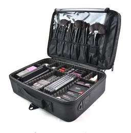 High Quality Multi-function New Professional Women Makeup Case Bag Ladies Black Large Capacity Portable Cosmetic Storage Travel Bag