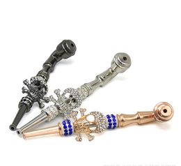 New cigarette holder portable three color skull head pattern with metal pipe removable smoking set