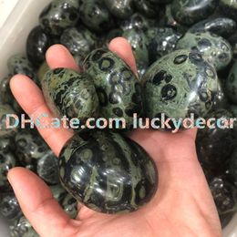 10Pcs 30mm-60mm Freeform Polished Natural Kambaba Jasper Pocket Palm Stone Green Stromatolite Fossil Gemstone Worry Stone Crystal Healing