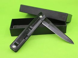 Top quality Ball Bearing Flipper Knife 9Cr18 Black Stone Wash Drop Point Blade Steel Handle EDC Pocket Knives Frame Lock
