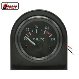 Dragon gauge Universa 52MM Auto Car Oil Temp Gauge Metre With Sensor Black face Indicator Control Panel Oil temperature Metre