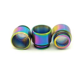 810 Anti-fried Oil SS Drip Tip with Philtre Net Rainbow Colour Stainless Steel Wide Bore Mouthpeice for 810 Thread Tank