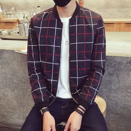 2018 Blouson Ă carreaux taille plus 4xl 5xl Business Casual Jacket Club Outfit Hommes Casaca Hombre Japanese Streetwear