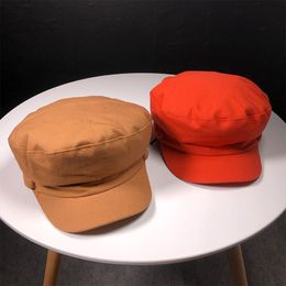 HT1806 Women Men Newsboy Cap Solid Plain Flat Top Berets Black Red Duckbill Cap  Cotton Hats for Men Women Unisex Beret Cap