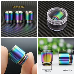 510 810 Thread Drip Tips Rainbow Colour Stainless Steel SS Drip Tip for Wide Bore Mouthpiece TFV8 TF12 Prince Tank Bulb Glass DHL