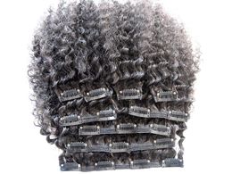 3B 3C Clip In Hair Extensions Brazilian Kinky Curly Virgin Human Hair Thick Weft 120G 2Sets Full Head Natural Colour