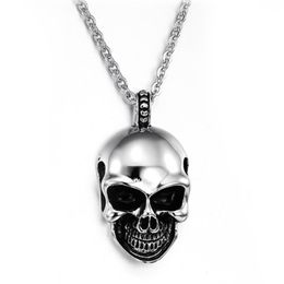 10pcs Alloy Fashion Exaggeration Personality Skull Charm Pendant Necklace Antique silver Men's Necklace Jewellery DIY