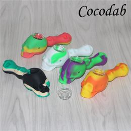 Silicone Bubbler Hand Pipe with Glass Bowl Food Grade Silicone Smoking Pocket Pipe Multi Purpose Oil Burner Tobacco Hookah Pipe