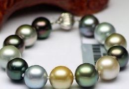 9-10mm Beaded Bracelet Gold Grey Black Multicolor Pearl Bracelet 7.5-8 Inch 925 Silver Clasp