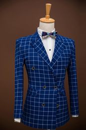 Classic Handsom Peak Lapel Double-Breasted Wedding Groom Tuxedos Men Suits Wedding/Prom/Dinner Man Blazer(Jacket+Tie+Girdle+Pants) A