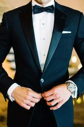 Navy Blue Groom Tuxedos 2019 Custom Made One Button Groomsmen Best Man Suit Wedding Men's Suits Bridegroom (Jacket+Pants+Vest+Tie+kerchief)