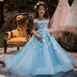 Lace Flower Girl Dresses Wedding Gowns With Sleeves Jewel Neck Baptism Long Little Kids First Communion Pageant Party Dresses