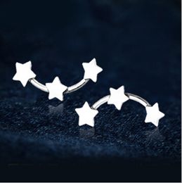 2021 Three Stars Stud Earrings For Women Girl Simple Brincos Silver Plated Little Star Pendientes