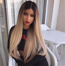 150 Density Ombre Honey Blonde Color 1b 27 Thick Glueless Full Lace Human Hair Wigs Brazilian Straight Lace Front Wig For Black Women