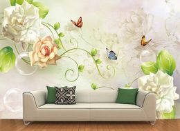 3D Mural Wallpaper Butterfly peony flower Wallpaper For Walls Hotel Office KTV Decorative Papel De Parede Brick Wallpapers