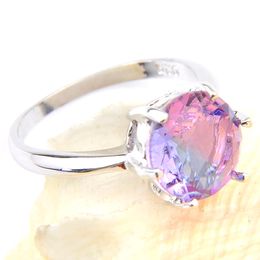 watermelon tourmaline ring Canada - Watermelon Tourmaline Round Cut Gems 925 Sterling Silver Plated Flower Ring Mexico American Australia Weddings Jewelry Gift