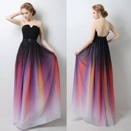 2018 New Sexy Ombre Long Prom Dresses Chiffon A Line Plus Size Floor-Length Formal Evening Party Celebrity Bridesmaid Gown QC1229