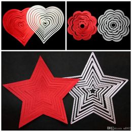 DIY Scrapbook Five Pointed Star Love Heart Flower Shape Template Carbon Steel Embossed Cutting Dies Sturdy 11 8ws4 ff