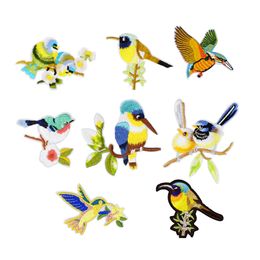 8 PCS Bird and Flower Embroidered Accessories Patch for Clothing Ironing on Transfer Patch Applique for Clothes Glue Embroidery Badge Patch