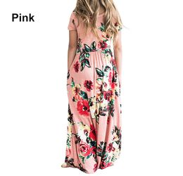 1 to 8 years baby Girls summer floral Long Dresses, Fashion Bohemian clothes, Beach clothes, Kids boutique clothing, wholesale, 2AA806DS-06