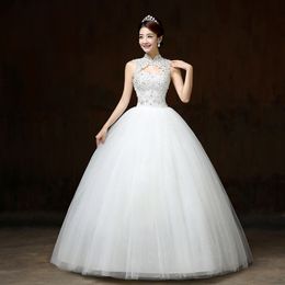 100% Real Photo Customizd 2017 New Style Lace Wedding Dress Korean Style Simple Chinese High Wedding Gowns vestido de noiva