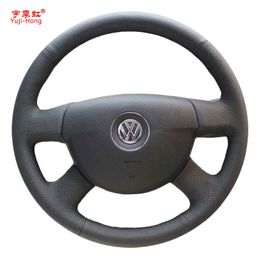 Yuji-Hong Artificial Leather Car Steering Wheel Covers Case for Volkswagen VW Passat B6 Hand-stitched Micro-fiber Cover