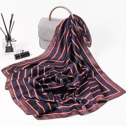 Silk Scarf Women Classic Stripe Print Small Square Scarf Spring Crowned Cran Women Scar 4 Colours Head Scarf