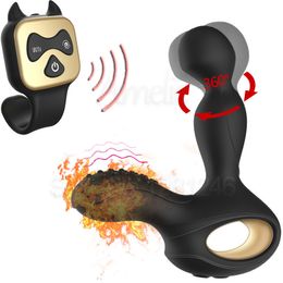 New Heating 5 Rotating 10 Mode Vibration Male Prostate Massager G-Spot Stimulator Butt Plugs Anal Vibrator Sex Toys For Men S19706