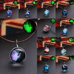 New Design Hot Starry Moon Earth Luminous Pendant Necklace Christmas Star Cosmic Glowing Necklace Fashion Jewellery Popular Gifts 11 styles