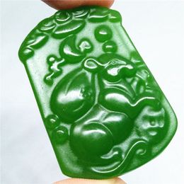 Natural Green Jade Pendant Necklace Mouse Chinese Zodiac Amulet Lucky Pendant Collection Summer Ornaments Natural Stone Hand Engraving
