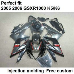 Aftermarket body parts fairings for Suzuki GSXR1000 2005 2006 silver black injection Mould fairing kit GSXR1000 05 06 CH36