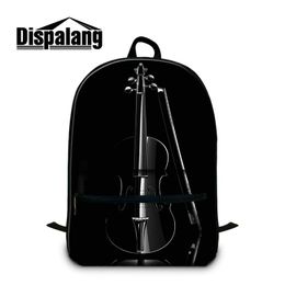 New Fashion Middle School Students Bookbags Music Violin Printed Backpack For 14 Inch Notebook Laptop Canvas Rucksack Unisex Mochilas Rugtas