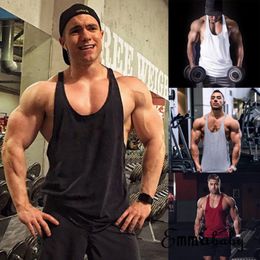 Mens G ym Vest Racerback Bodybuilding Muscle Stringer Plain Tank Top Fitness NEW