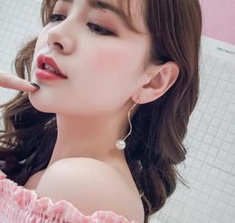 HOT NEW Korean simple pearl earring nails with long and thin nipples pearl earring earrings with feminine style accessories