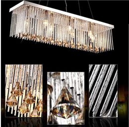 Luxury AC110 240V Modern Rectangular Crystal Chandeliers Pendant Light Dining Room Length 80cm 100cm LED Ceiling Lamp With 6 Led Luxury AC110 240V Modern Rectangular Crystal Chandeliers Pendant Light Dining Room Length 80cm 100cm LED Ceiling Lamp With 6 Led