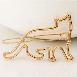 Cute Cat Hair Clip Cute Animal Hollow Cat Hairclip Hair Pin Silver And Gold Fashion New Headwear