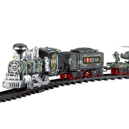 -Tren clásico Set para niños con humo Sonidos realistas Light Control Remoto Ferrocarril Ferrocarril Coche Navidad New Yeargift Toy