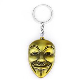 MOQ:10PCS Clown V For Vendetta Keychain Anonymous GUY Mask Metal Keyring Keychain Fob For Men Kids Christmas Gift