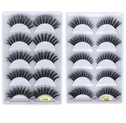 Thick natural long 3D mink hair lashes soft & vivid reusable false eyelashes real mink fur hair 5 pairs each set drop shipping