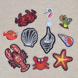 Ocean Biological Sew Embroidered Clothing Patch for Kid Clothing Iron Transfer Applique Patches for Fabrics Apparel Accessories Patch 10PCS