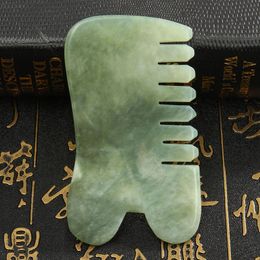 Natural Jade Stone Comb Guasha Gua Sha Board Comb Shape Massage Hand Massager Relaxation Comb Health Care Healthy Beauty Tool