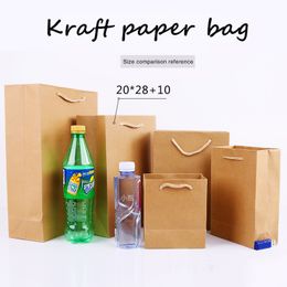 20*28cm+10cm Portable Thicken solid Kraft paper Custom-made clothing gift shopping package Takeaway Corporate advertising Standing bag