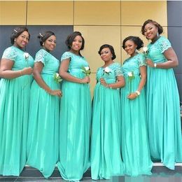 2019 Mint Bridesmaid Dress South African Nigeria Summer Country Garden Formal Wedding Party Guest Maid of Honor Gown Plus Size Custom Made