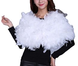Women Winter Genuine Real Ostrich Feather Cape fluffy for Wedding Party Birthday Centrepiece 12color Lady's Pashmina