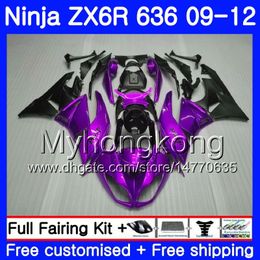 Purple black gloss Body+Tank For KAWASAKI ZX636 ZX-6R 2009 2010 2011 2012 208HM.39 ZX 636 ZX 6R 600CC ZX-636 ZX6R 09 10 11 12 Fairings