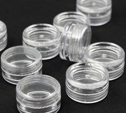 3ML Clear Base Empty Plastic Container Jars Pot 3Gram Size For Cosmetic Cream Eye Shadow Nails Powder Jewellery SN572