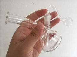 Mini Oil Rigs Glass bong thick Water Pipe Small percolater bubbler bong 11cm height with 10mm oil burner pipe