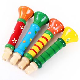 musical horns UK - Toy Musical Instrument Multi-Color Baby kids Wooden Horn Hooter Trumpet Instruments Music Toys Learning & Education